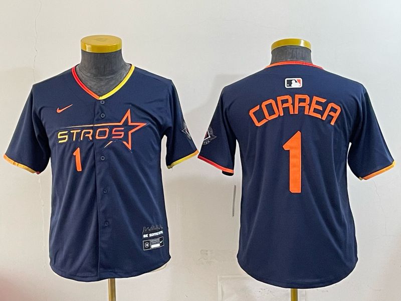 Youth 2025 Houston Astros #1 Correa blue Nike MLB Jersey 0041
